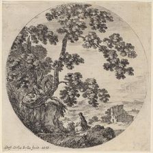 Two Travelers Passing by an Old Oak Tree, 1656. Creator: Stefano della Bella