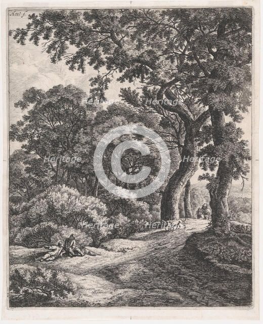 Two Travelers Resting in the Woods, 17th century., 17th century. Creator: Anthonie Waterloo.