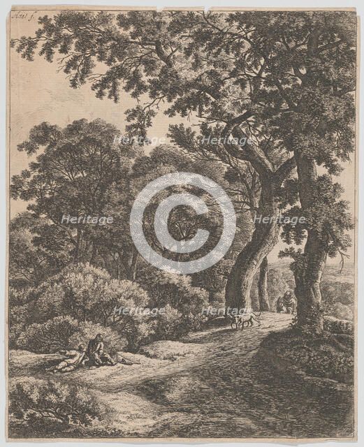 Two Travellers Resting in the Woods, 17th century. Creator: Anthonie Waterloo.