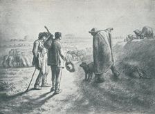 Two Travellers, who have lost their way, asking a shepherd to direct them 19th century, (1912). Artist: Jean Francois Millet