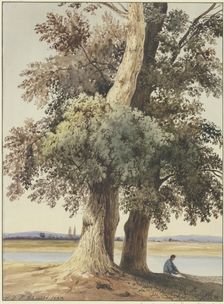 Two trees on the river, 1833. Creator: Ludwig Daniel Philipp Schmidt