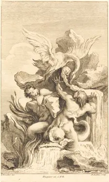 Two Tritons and a Swan, in or after 1736. Creator: Pierre Alexandre Aveline