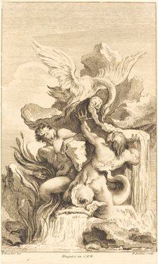 Two Tritons and a Swan, in or after 1736. Creator: Pierre Alexandre Aveline