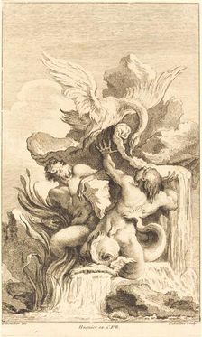 Two Tritons and a Swan, in or after 1736. Creator: Pierre Alexandre Aveline