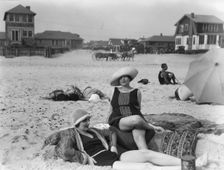 Two unidentified women at Long Beach, New York, between 1911 and 1942. Creator: Arnold Genthe