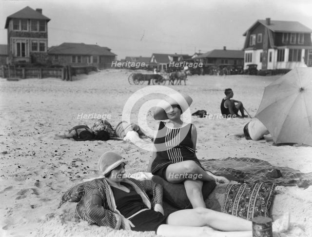 Two unidentified women at Long Beach, New York, between 1911 and 1942. Creator: Arnold Genthe.