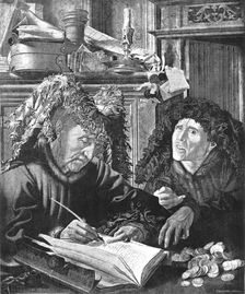 '" Two Usurers"; from the picture by Marius Van Romerswael c.1550. 1890. Creator: Unknown