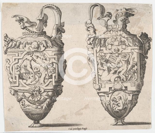 Two Vases, 16th-17th century. Creator: Rene Boyvin.