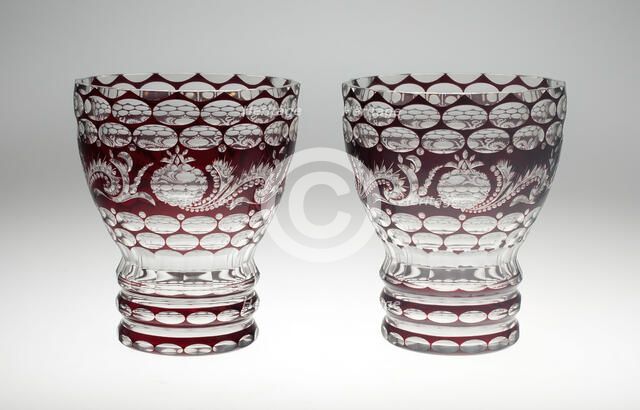 Two Vases, Bohemia, Mid 19th century. Creator: Bohemia Glass.
