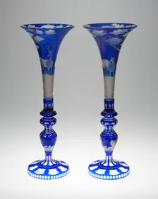 Two Vases, Bohemia, Mid 19th century. Creator: Bohemia Glass