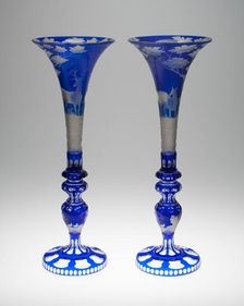 Two Vases, Bohemia, Mid 19th century. Creator: Bohemia Glass