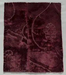 Two Velvet Fragments Sewn Together, 1400s. Creator: Unknown