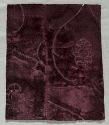 Two Velvet Fragments Sewn Together, 1400s. Creator: Unknown