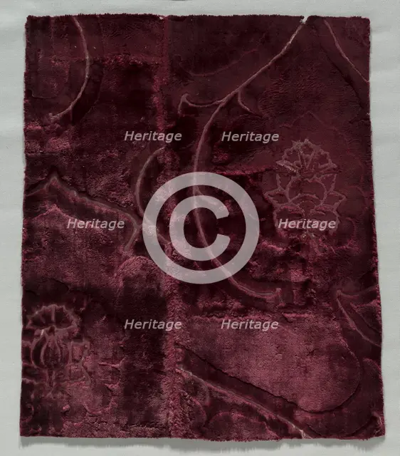Two Velvet Fragments Sewn Together, 1400s. Creator: Unknown.