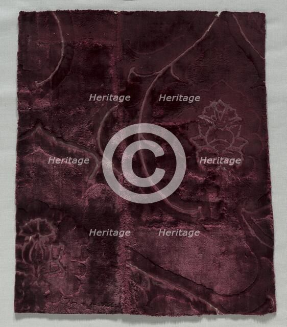 Two Velvet Fragments Sewn Together, 1400s. Creator: Unknown.