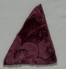 Two Velvet Fragments Sewn Together, 1400s. Creator: Unknown