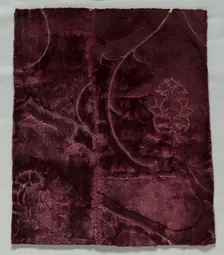 Two Velvet Fragments Sewn Together, 1400s. Creator: Unknown
