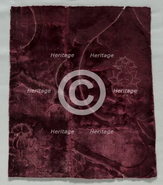 Two Velvet Fragments Sewn Together, 1400s. Creator: Unknown.