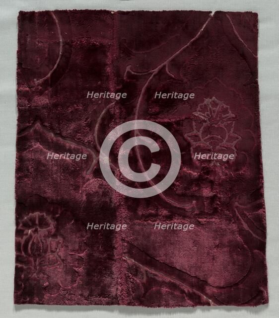 Two Velvet Fragments Sewn Together, 1400s. Creator: Unknown.