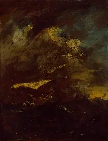 Two Vessels in a Storm, 18th century. Artist: Francesco Guardi
