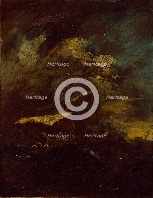 Two Vessels in a Storm, 18th century. Artist: Francesco Guardi.