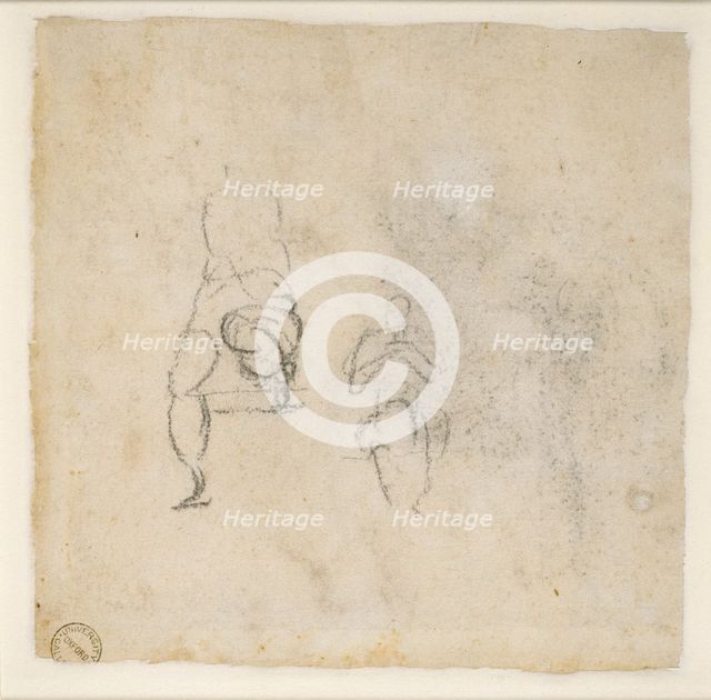 Two very slight sketches of seated Figures, c1490-1560. Artist: Michelangelo Buonarroti.