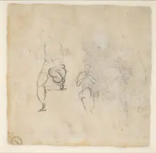 Two very slight sketches of seated Figures, c1490-1560. Artist: Michelangelo Buonarroti