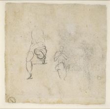 Two very slight sketches of seated Figures, c1490-1560. Artist: Michelangelo Buonarroti