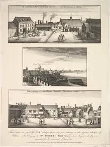 Two Views of Arundel House and London and the Thames as seen from the roof of Arundel Hous..., 1808. Creator: Richard Sayer