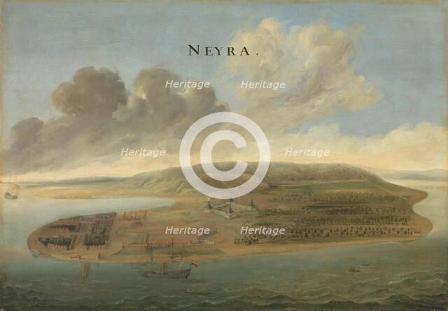Two Views of Dutch East India Company Trading Posts: Lawec in Cambodia and Banda in the Southern Mol Creator: Johannes Vinckboons.