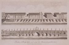 Two Views of London Bridge (old), London, 1805. Artist: A Birrell