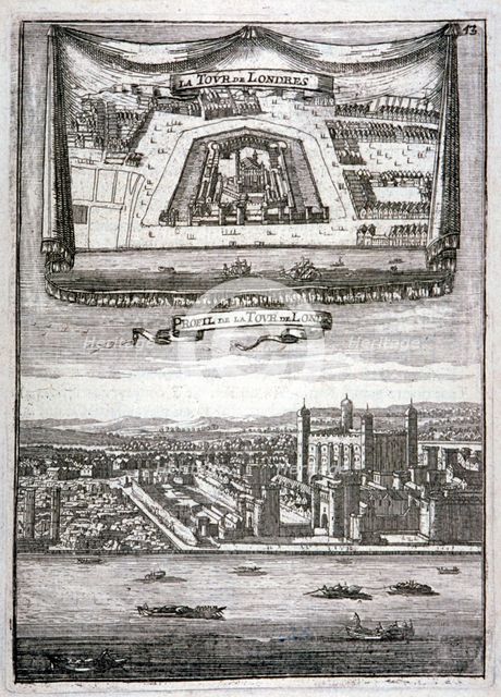 Two views of the Tower of London with boats on the River Thames, c1790. Artist: Anon