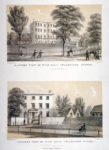 Two views of Wick Hall Collegiate School, Hackney, London, c1830. Artist: TJ Rawlins