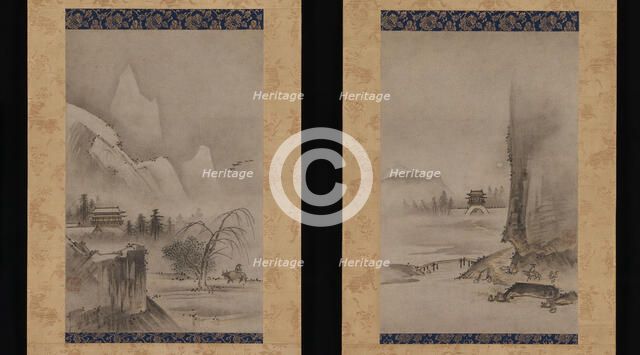 Two Views from the Eight Views of the Xiao and Xiang Rivers, early 16th century. Creator: Kantei.