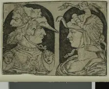 Two Warriors, One with a Winged Genie on His Helmet, 1475/1500. Creator: School of Maso Finiguerra Italian, 1426-1464