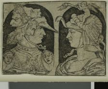 Two Warriors, One with a Winged Genie on His Helmet, 1475/1500. Creator: School of Maso Finiguerra Italian, 1426-1464