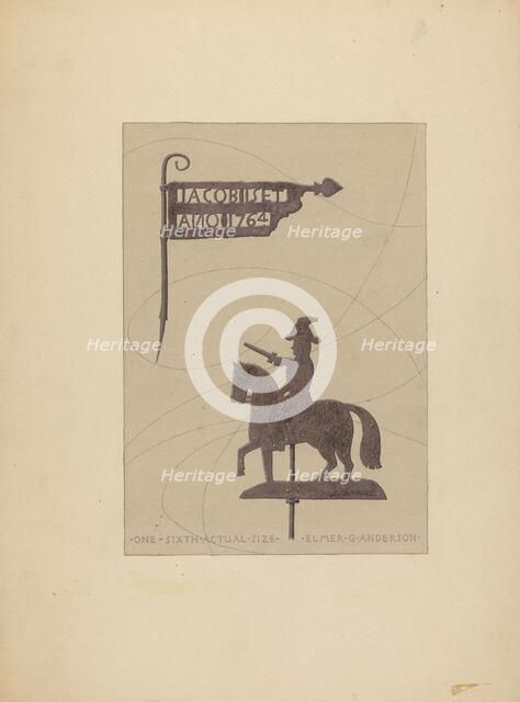 Two Weather Vanes, c. 1936. Creator: Elmer G Anderson.