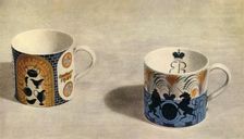 Two Wedgwood Mugs Designed by Eric Ravilious 1944. Creator: Unknown