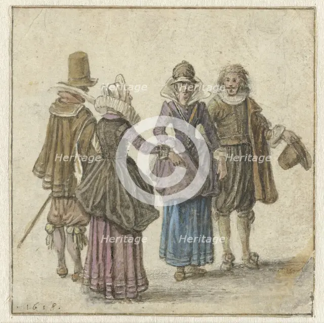 Two Well-dressed Couples, 1618. Creator: Adriaen van de Venne.