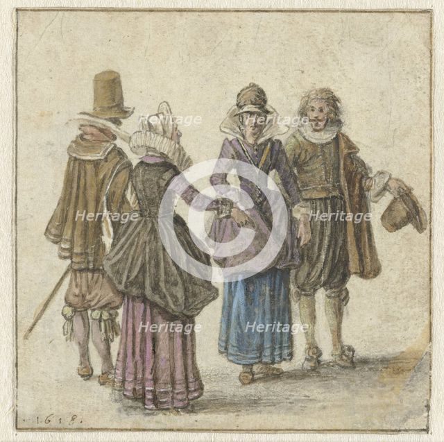 Two Well-dressed Couples, 1618. Creator: Adriaen van de Venne.