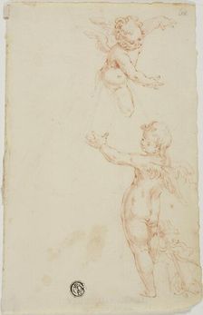 Two Winged Putti, One Flying, n.d. Creator: Unknown
