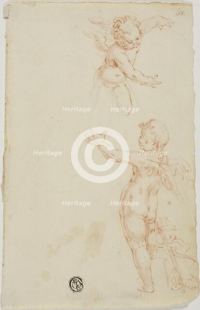 Two Winged Putti, One Flying, n.d. Creator: Unknown.
