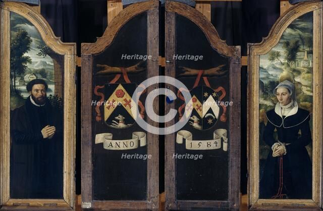 Two Wings of a Triptych with the Portraits of Julien de Brouckere and his Wife Elisabeth Canneel, 15 Creator: Anon.