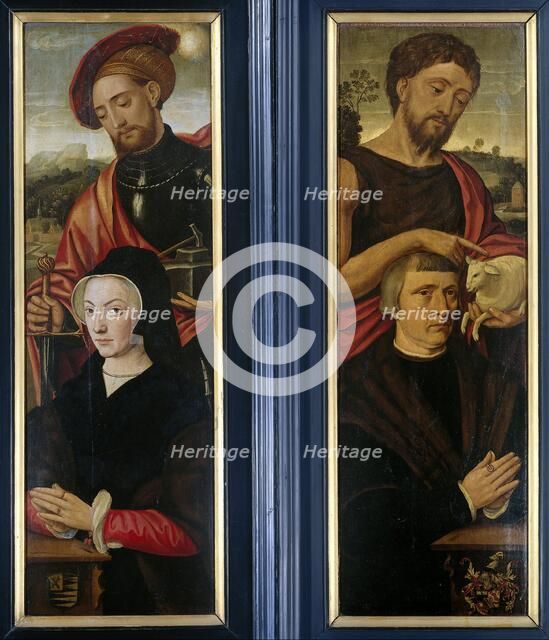 Two Wings of a Triptych with Portraits of Donors with Saints Adrian and John the Baptist, 1530-1550. Creator: Pieter Pourbus.