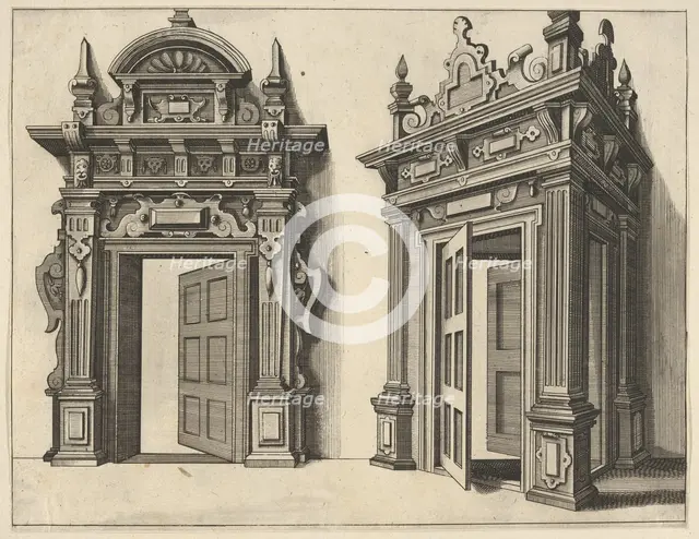 Two Wooden Portals from 'Verscheyden Schrynwerck (...)' ['Plusieurs Menuiseries (...)'], 1658. Creator: Paul Vredeman de Vries.