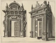 Two Wooden Portals from Verscheyden Schrynwerck (...) ['Plusieurs Menuiseries (...)'], 1658. Creator: Paul Vredeman de Vries