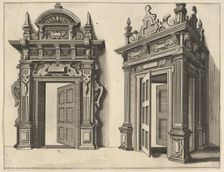 Two Wooden Portals from Verscheyden Schrynwerck (...) ['Plusieurs Menuiseries (...)'], 1658. Creator: Paul Vredeman de Vries