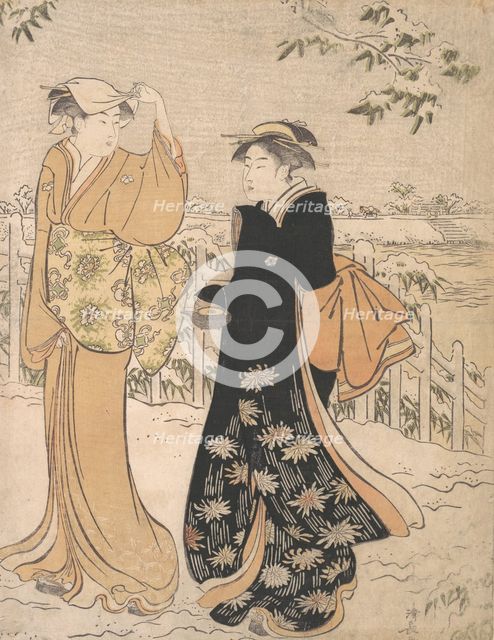 Two Women on Matsuchi Hill Edo, ca. 1784. Creator: Torii Kiyonaga.
