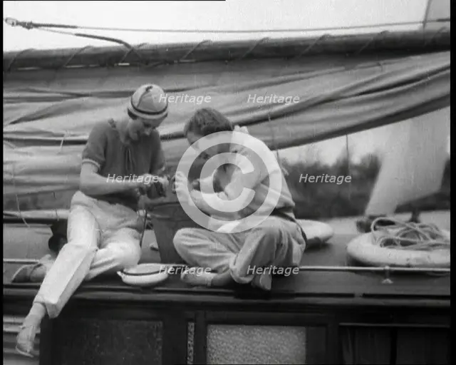 Two Women on a Boat on the River, 1933. Creator: British Pathe Ltd.