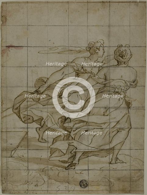 Two Women on Clouds, Pulling a Load, n.d. Creator: Unknown.